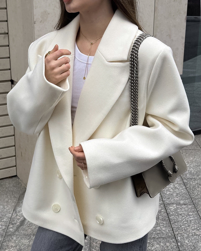 Drune | Village Beige Wolljacke mit Doppelter Brust