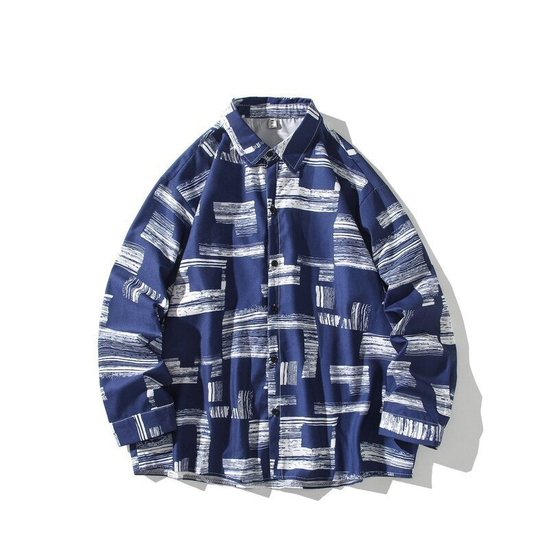 Herren Oversize Hemd mit grafischem Blockprint Drune