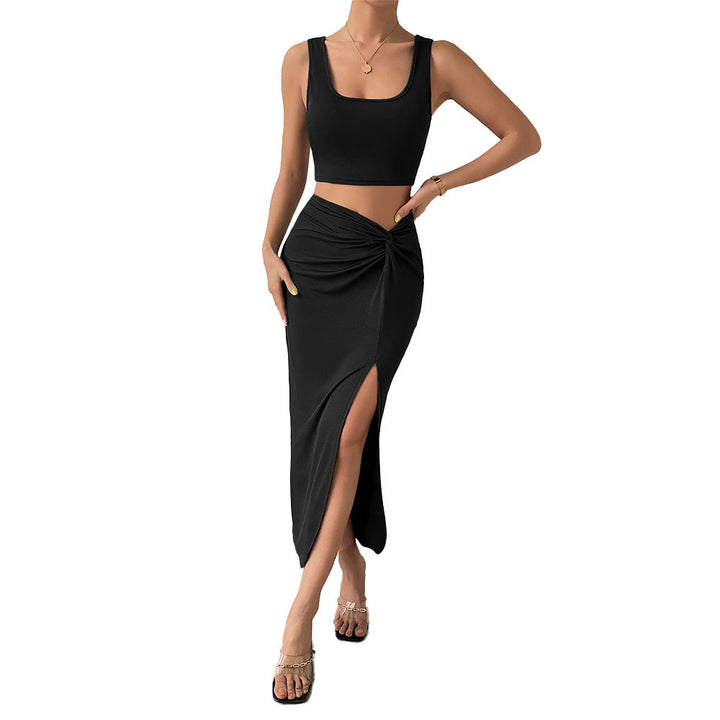 Damen Wickelkleid mit asymmetrischem Schlitz und schickem Knötchen-Detail Drune