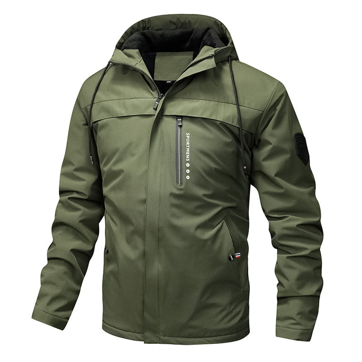 Herren nan winddichte Softshelljacke mit verstellbarer Kapuze, Fleece-Innenfutter und verdeckten Reißverschlusstaschen Drune