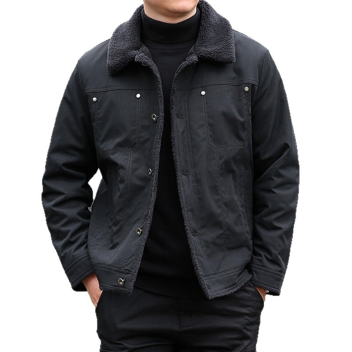 Herren Kurzjacke mit Teddyfutter und Umlegekragen, winddichte Übergangsjacke Drune