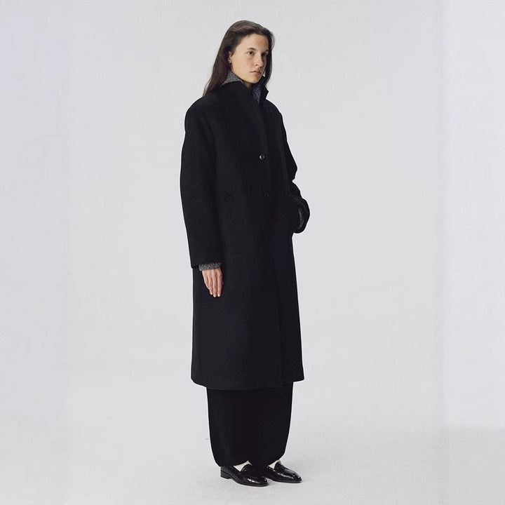 Damen eleganter, langer Mantel mit schickem Revers und aufgesetzten Taschen Drune