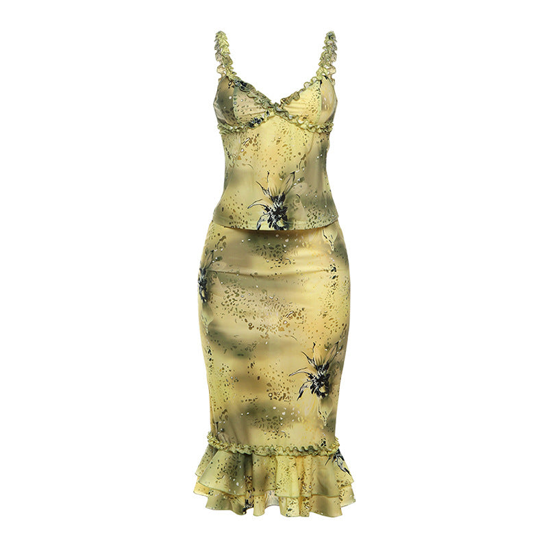 Damen elegantes Midi-Kleid mit Raffungen und floraler Spitze Drune