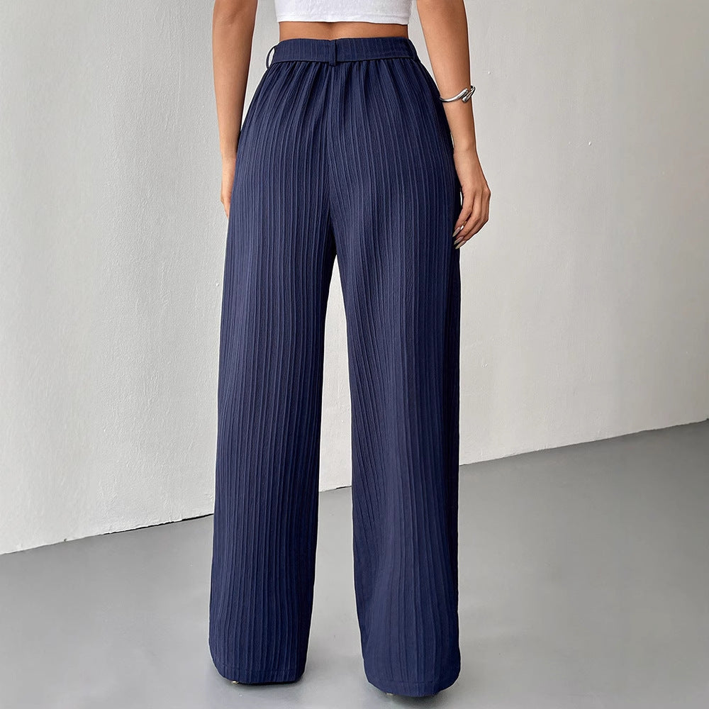 Damen Weite Plissee-Hose mit Bindeband und elastischem Bund Drune