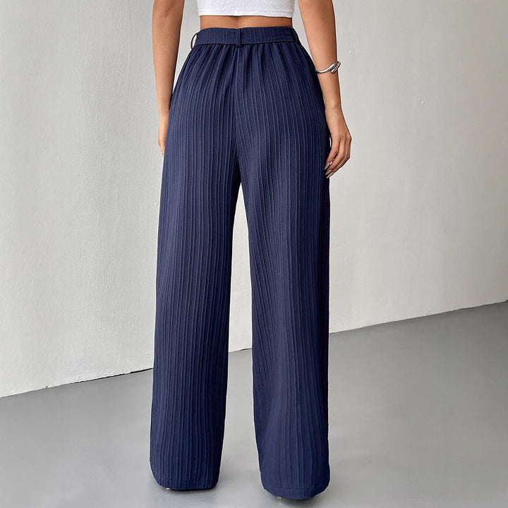 Damen Weite Plissee-Hose mit Bindeband und elastischem Bund Drune