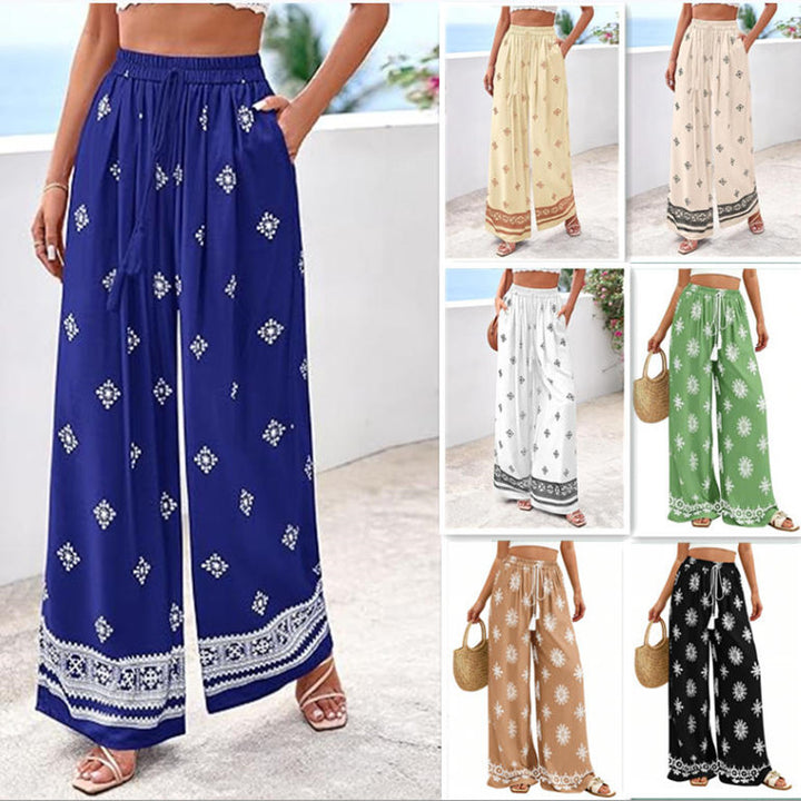Damen weite Sommerhose mit Boho-Muster Drune
