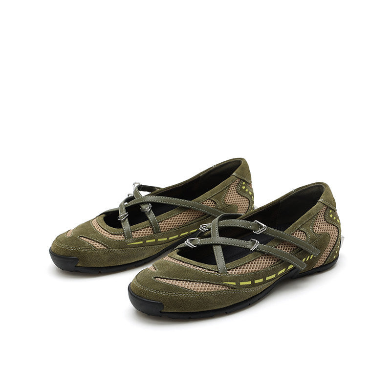 Damen Freizeit-Ballerinas mit atmungsaktivem Obermaterial und flexiblem Riemchen Drune