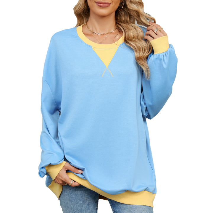 Damen lässiges Oversized Sweatshirt mit modernem V-Ausschnitt und eleganten Ärmelbündchen Drune