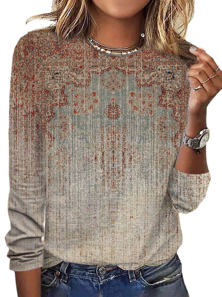 Damen Langärmeliges Oversize-Sweatshirt mit abstraktem Aquarell-Mosaikprint Drune