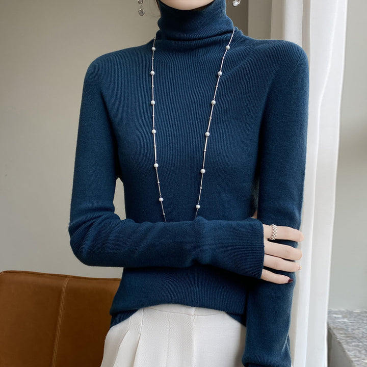 Damen Schmaler Rollkragen-Feinstrickpullover mit elastischer Rippenstruktur und minimalistischer Silhouette Drune