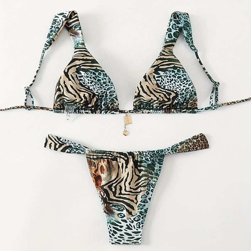 Damen Triangel-Bikini mit einzigartigem Animal-Print und eleganten Bändchen Drune