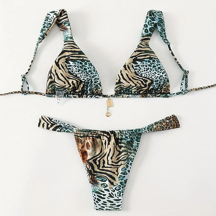 Damen Triangel-Bikini mit einzigartigem Animal-Print und eleganten Bändchen Drune
