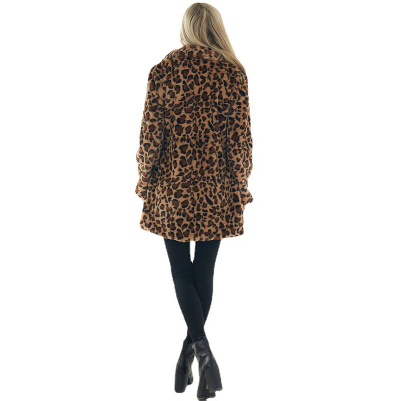 Damen Modische Kuscheljacke im Leopardenmuster Drune