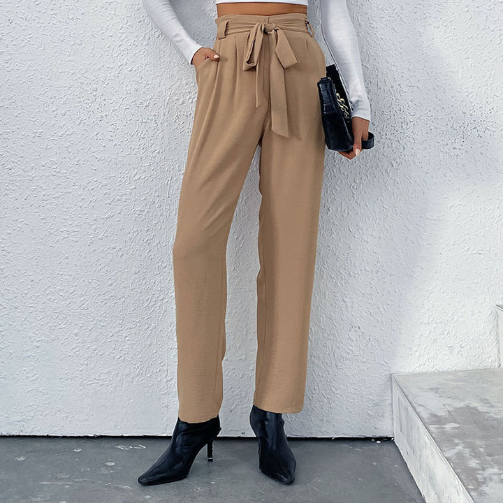 Damen Hochtaillierte Hosen mit Bindegürtel Drune