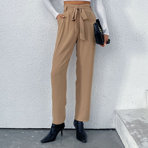 Damen Hochtaillierte Hosen mit Bindegürtel Drune