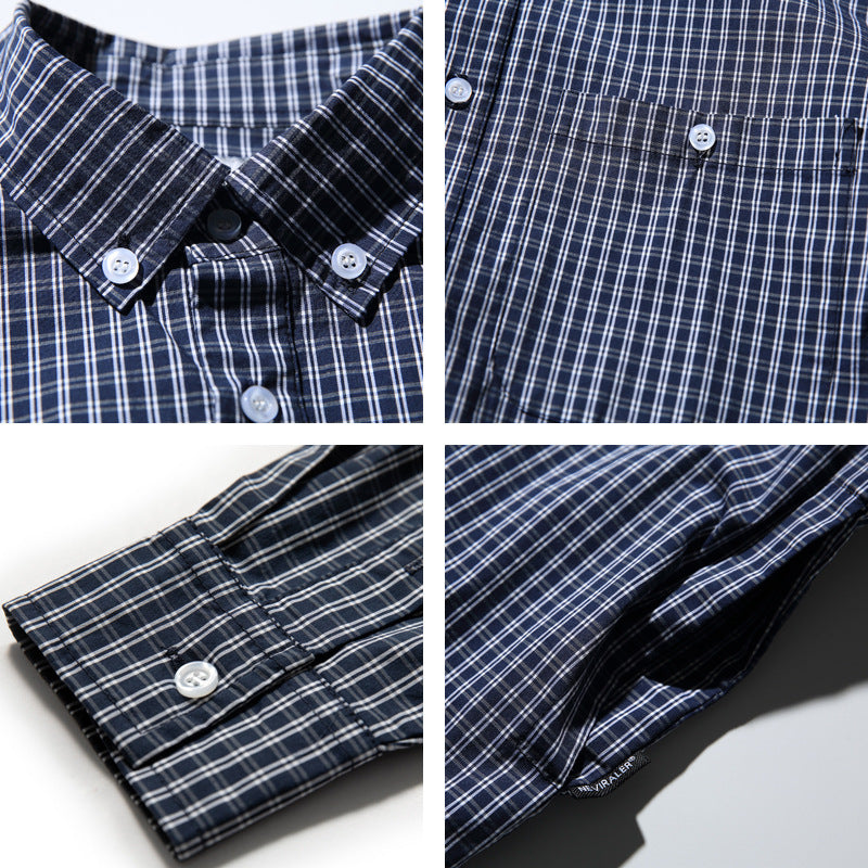 Herren Oversize-Kariertes Hemd im Boxy-Cut mit Button-Down-Kragen und gerundetem Saum Drune