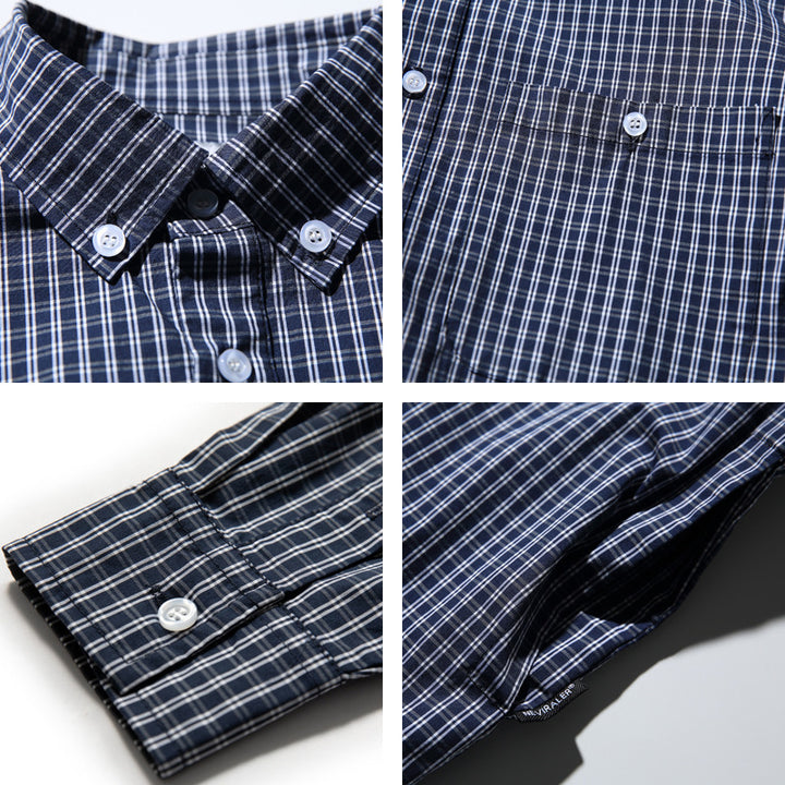 Herren Oversize-Kariertes Hemd im Boxy-Cut mit Button-Down-Kragen und gerundetem Saum Drune