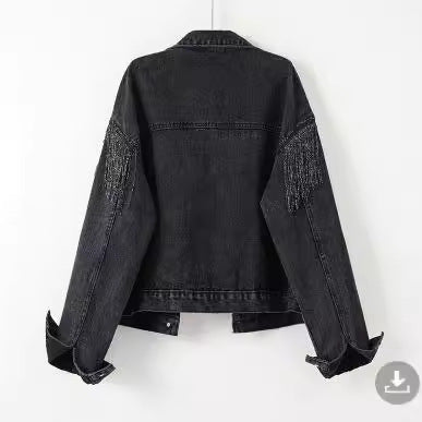 Damen Jeansjacke mit fransigen Details und lässigem Schnitt Drune