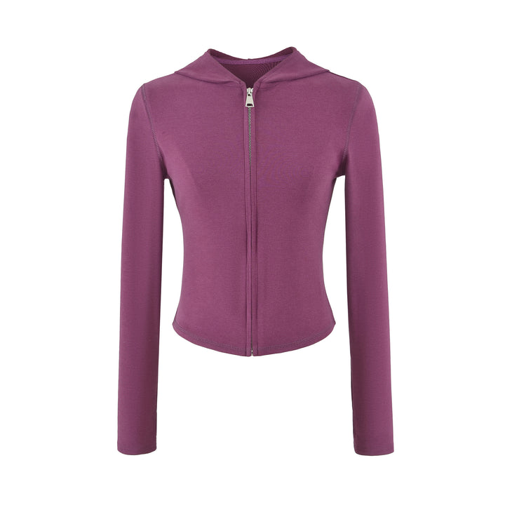 Damen Zweiteiliges Lounge-Set mit taillierter Reißverschluss-Kapuze und High‑Waist Bootcut‑Hose Drune