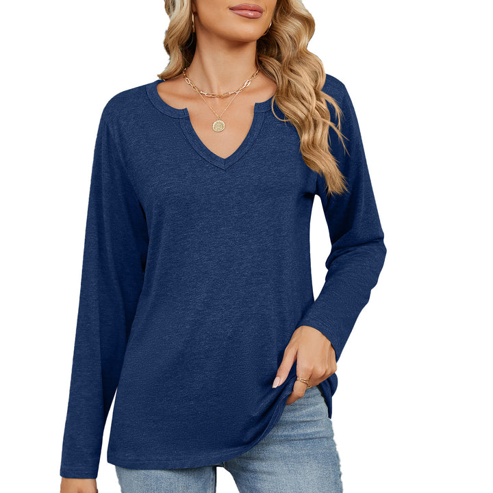 Damen Langarmshirt mit modischem V-Ausschnitt und lässiger Passform Drune