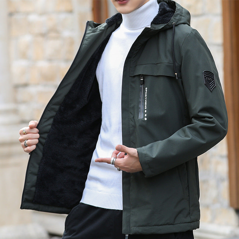 Herren Urbaner Softshell-Parka mit Teddyfleece-Innenfutter, verdecktem Reißverschluss und Brusttasche Drune