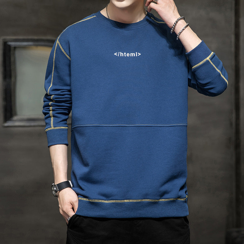 Herren lockeres Oversize‑Sweatshirt mit Kontrastnähten und Code‑Print Drune