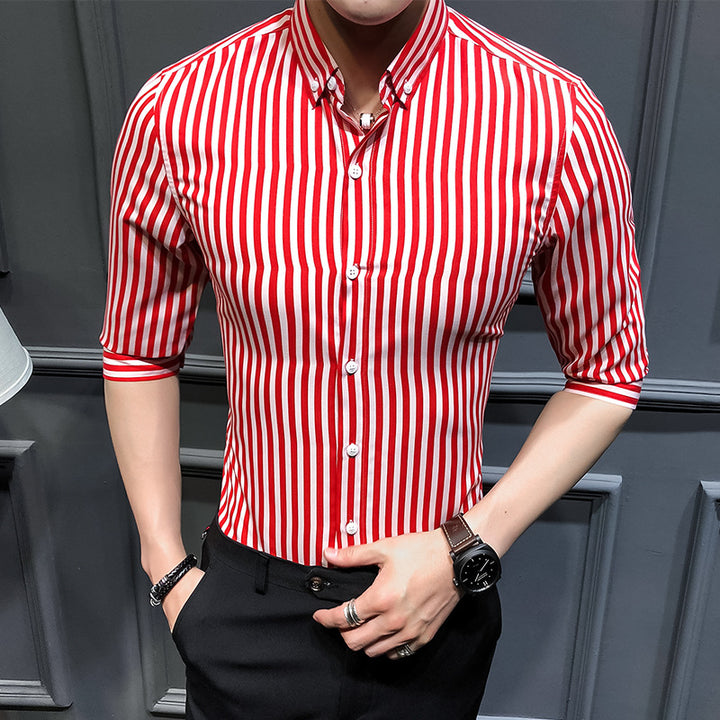 Herren nan gestreiftes Businesshemd mit Button-Down-Kragen und taillierter Silhouette Drune