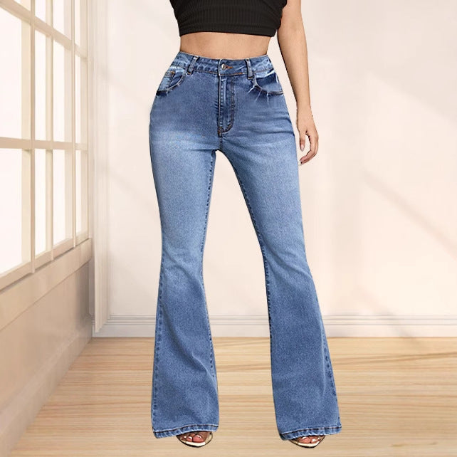 Damen Schlagjeans mit dekorativen Schleifen Drune