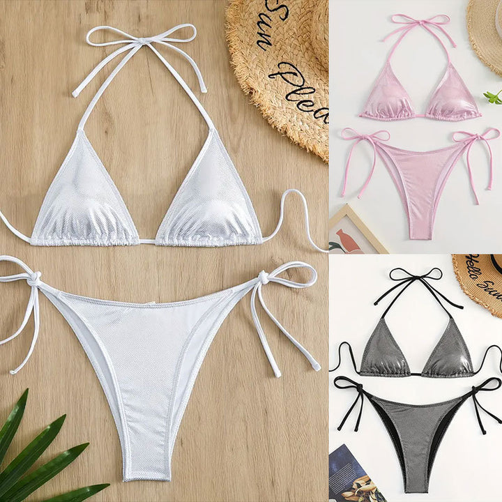 Damen Triangel-Bikini mit diamantartigem Netz-Design Drune