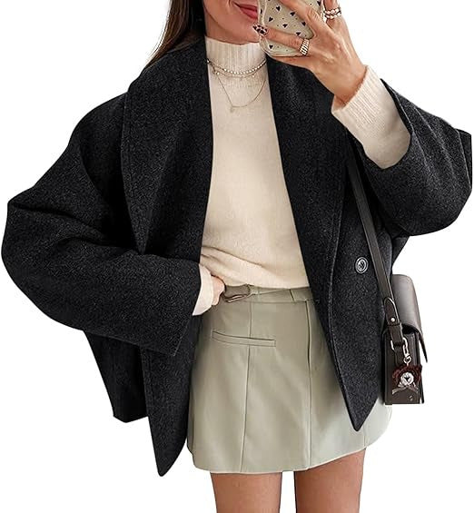 Damen nan oversized Teddyjacke mit großem Schalkragen und Ein-Knopf-Verschluss Drune