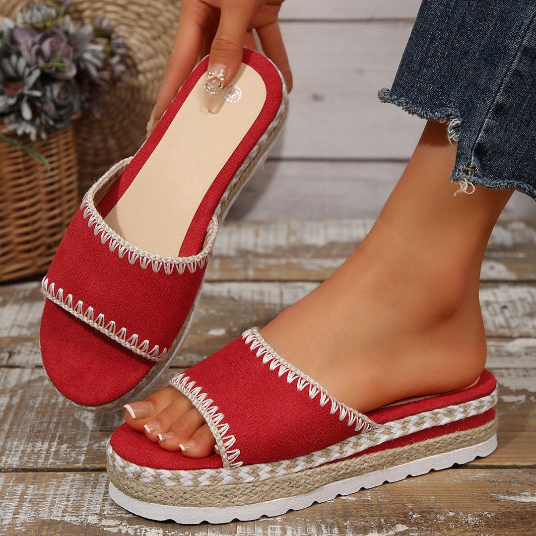Damen Espadrille-Slipper mit geflochtenem Absatz Drune