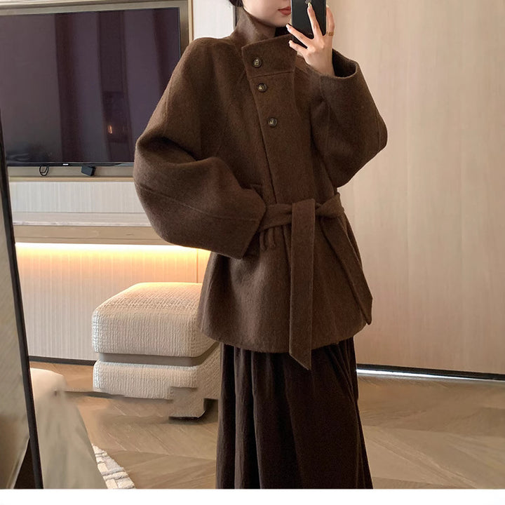 Damen Modischer und eleganter Wollmantel Drune