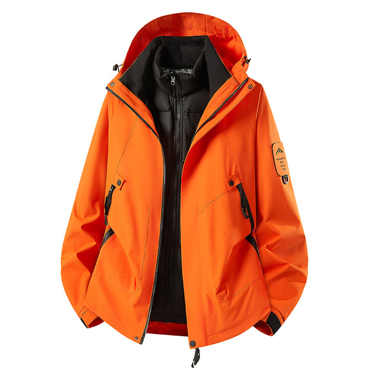 Herren Zwei-in-eins Wetterschutzjacke mit abnehmbarer Steppweste und verstellbarer Kapuze Drune