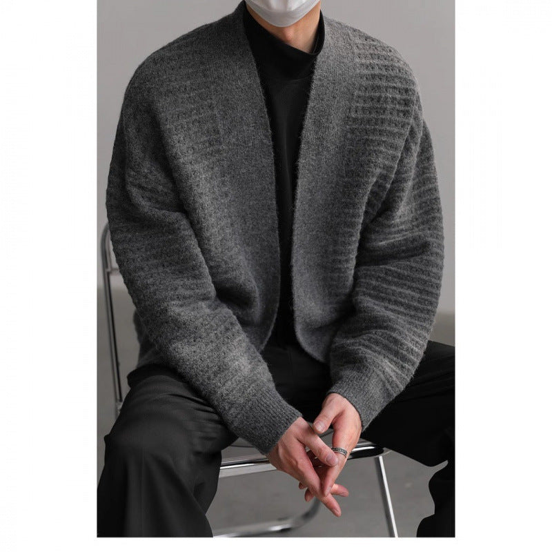Herren lässiger Strickcardigan mit modernem Design und strukturierter Oberfläche Drune