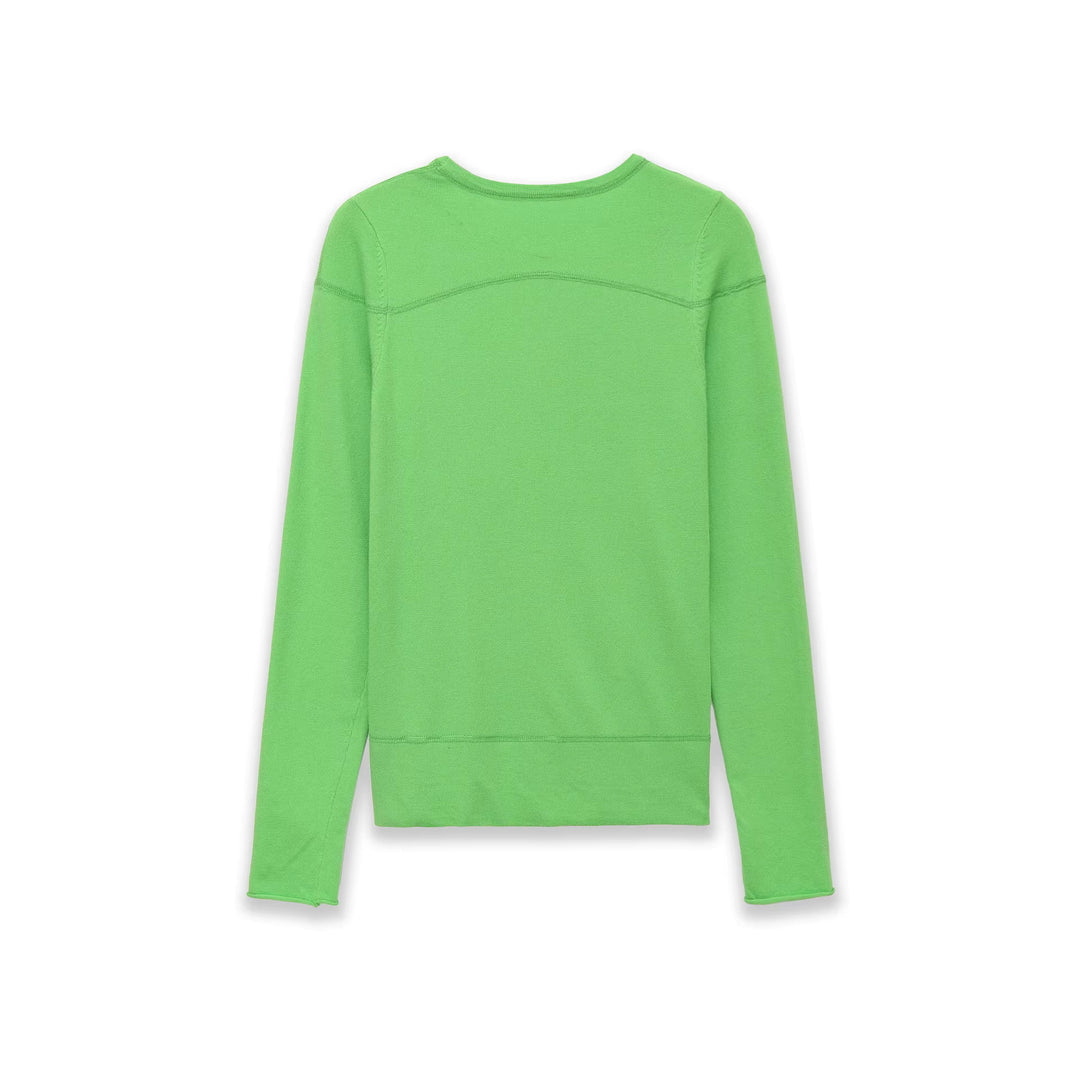 Damen Feiner Langarm-Strickpullover mit Rundhalsausschnitt und Flatlock‑Naht Drune