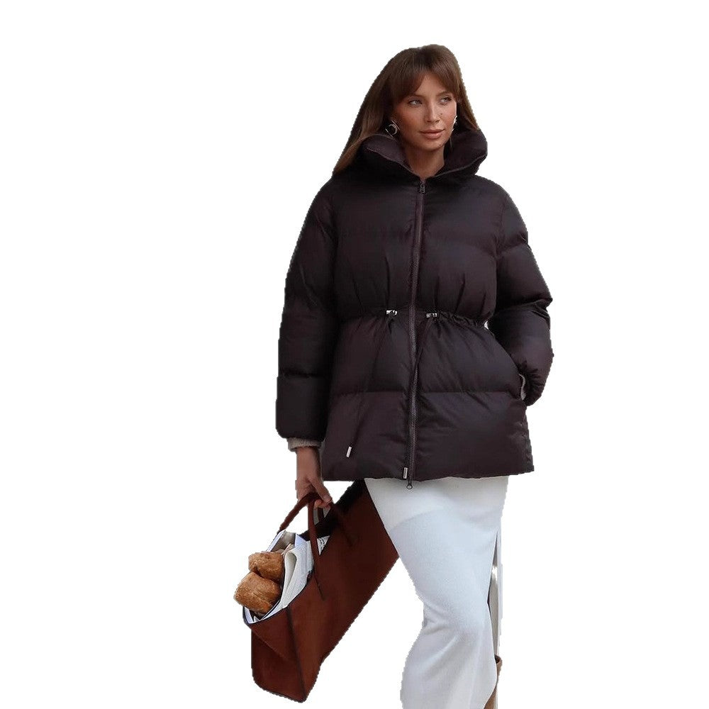 Damen Wattierte Taillierte Steppjacke mit Tunnelzug & hohem Stehkragen Drune