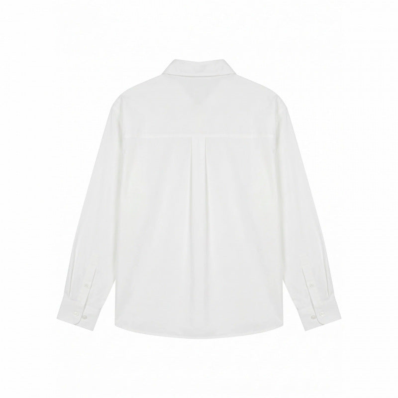 Unisex Besticktes Oversize-Hemd aus Baumwollmix mit Knopfleiste und dezenten Motivstickereien Drune