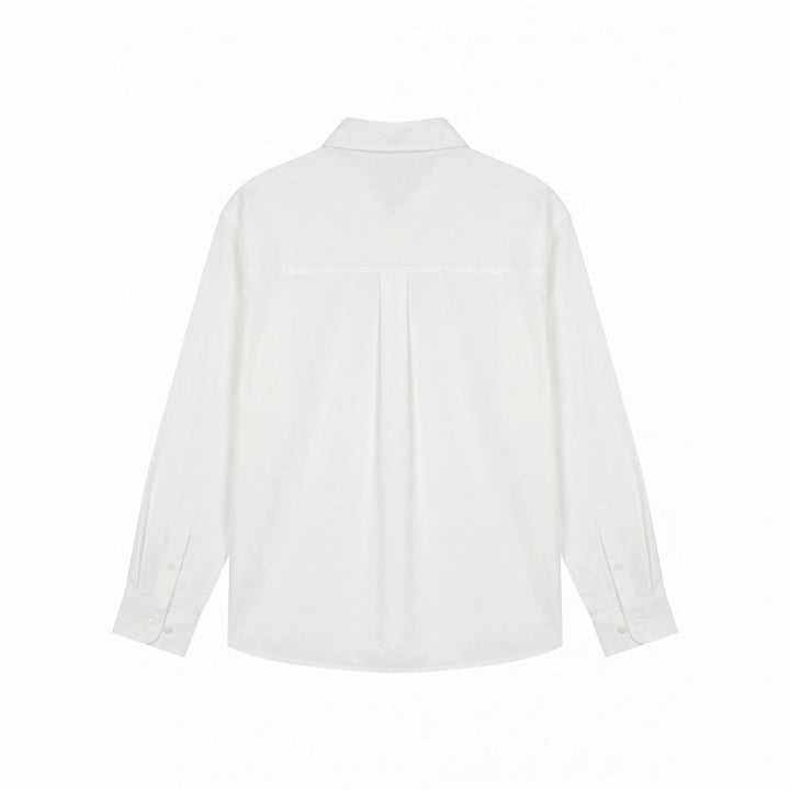 Unisex Besticktes Oversize-Hemd aus Baumwollmix mit Knopfleiste und dezenten Motivstickereien Drune