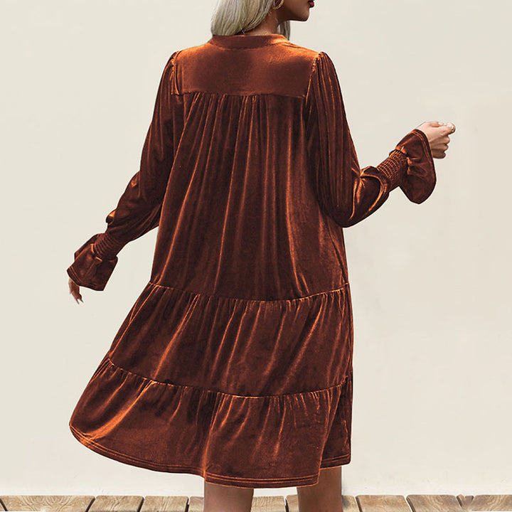 Damen Verspielt geschnittenes Kleid mit V-Ausschnitt Drune