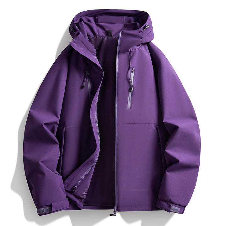 Herren Softshelljacke mit Kapuze, winddichter Außenlage, verstellbarem Saum & Reißverschluss-Taschen Drune