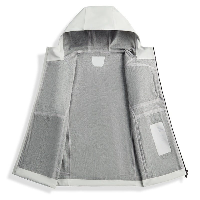 Herren Technische Softshell‑Regenjacke mit wasserdichter Membran, verschweißten Nähten & Kapuze Drune