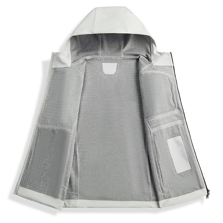 Herren Technische Softshell‑Regenjacke mit wasserdichter Membran, verschweißten Nähten & Kapuze Drune