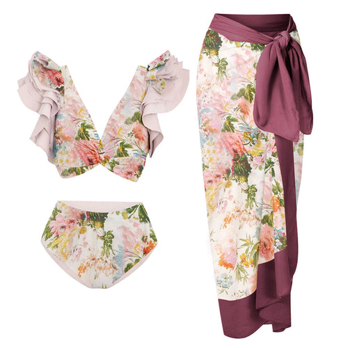 Damen Badeanzug mit floralem Design und schicker Wickelhose Drune