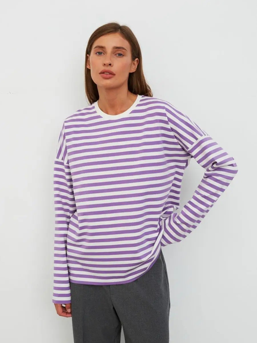 Damen Lässiges gestreiftes Langarmshirt Drune