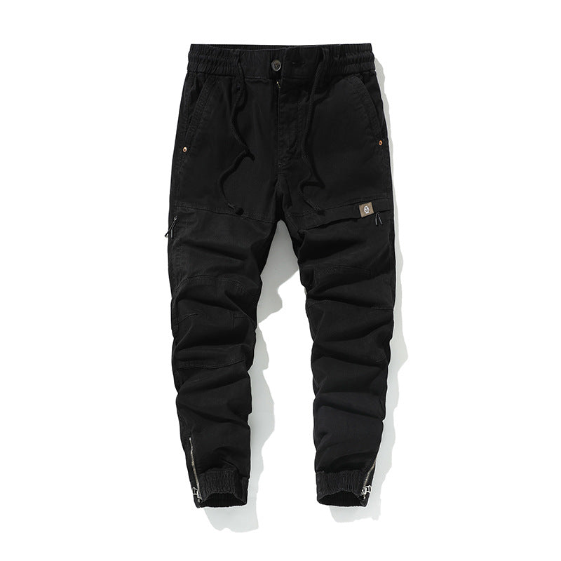 Herren Slim‑Tapered Cargojogger aus Baumwoll‑Twill mit Tunnelzug und Knöchelzipper Drune
