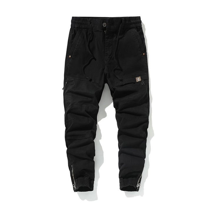 Herren Slim‑Tapered Cargojogger aus Baumwoll‑Twill mit Tunnelzug und Knöchelzipper Drune
