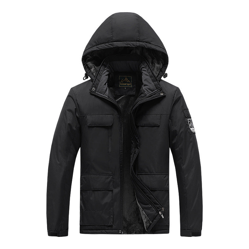 Herren technische Winter-Expeditionsjacke mit verdecktem Zweiwege-Reißverschluss, wasserabweisender Membran und multifunktionalen Taschen Drune