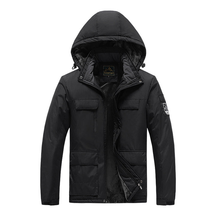 Herren technische Winter-Expeditionsjacke mit verdecktem Zweiwege-Reißverschluss, wasserabweisender Membran und multifunktionalen Taschen Drune
