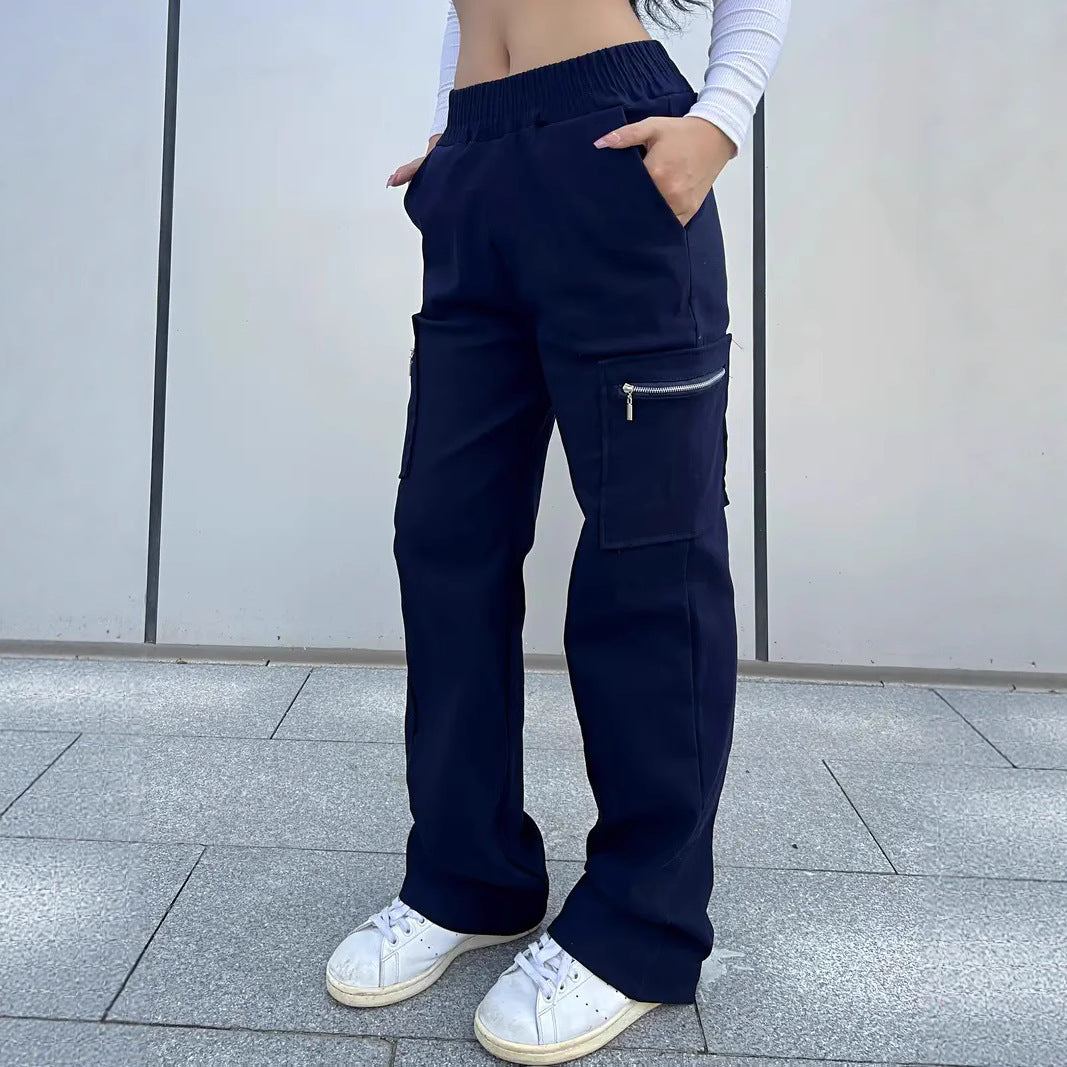 Damen Bequeme Cargo-Hose mit elastischem Bund Drune