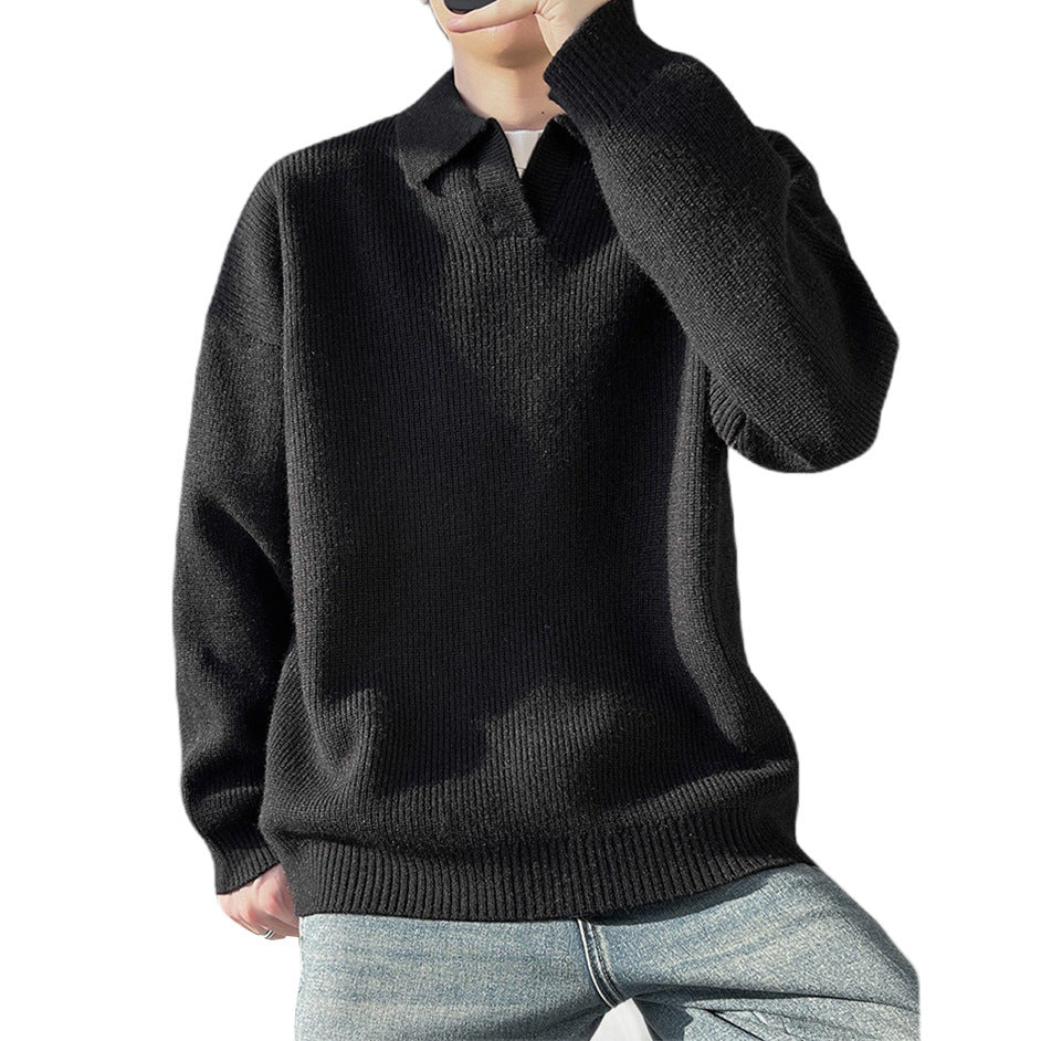Herren Modischer Grobstrickpullover mit Kragen Drune